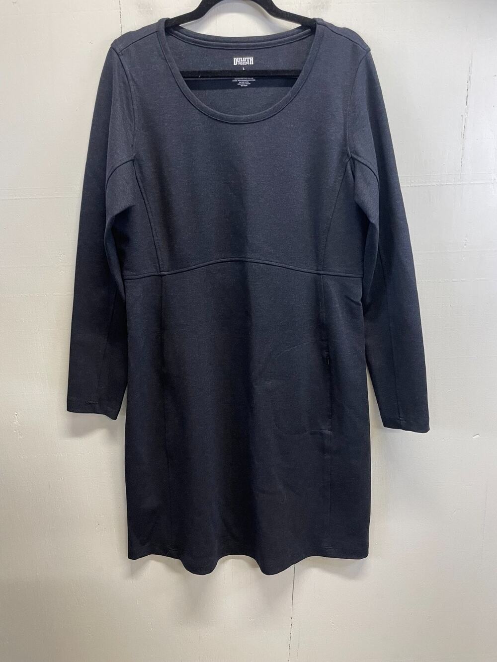 Duluth Trading Co Wearwithall Ponte Knit Dress Size Large Scoop Neck, Pockets